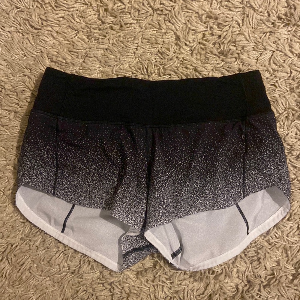 Lululemon athletic shorts. Speed up Low rise lined shorts. Size 2 speckled black